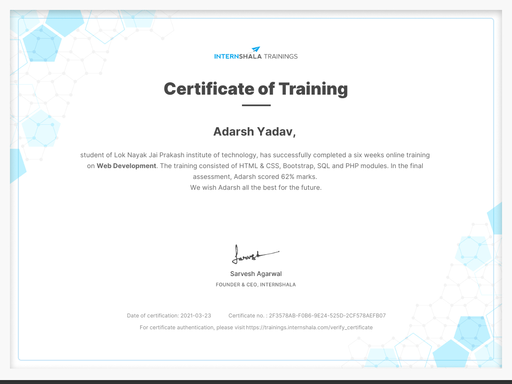 Web development certification